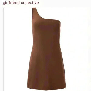 Girlfriend collection brown earth Bianca One Shoulder Dress extra small